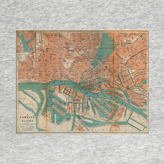 Vintage Map of Hamburg Germany (1910) 2 by Bravuramedia